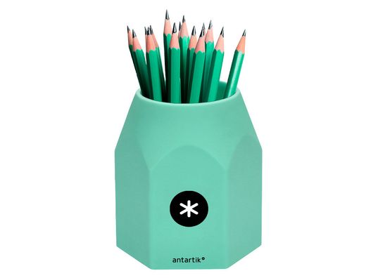 Cubilete portalapices antartik silicona hexagonal colores surtidos pastel celeste coral lavanda y menta