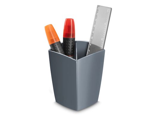 Cubilete portalapices cep mineral plastico color gris 75x75x95 mm