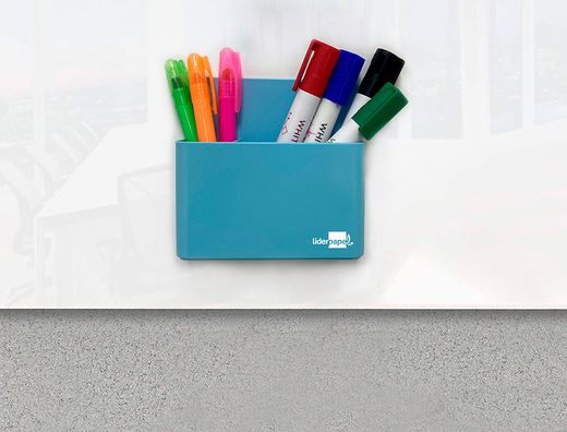 Cubilete portalapices liderpapel plastico magnetico color azul 125x75x40 mm