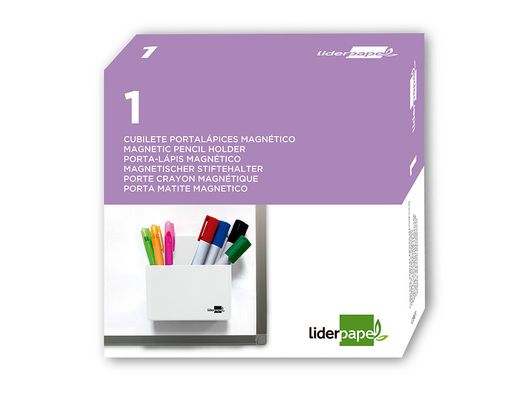 Cubilete portalapices liderpapel plastico magnetico color blanco 125x75x40 mm