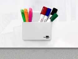 Cubilete portalapices liderpapel plastico magnetico color blanco 125x75x40 mm