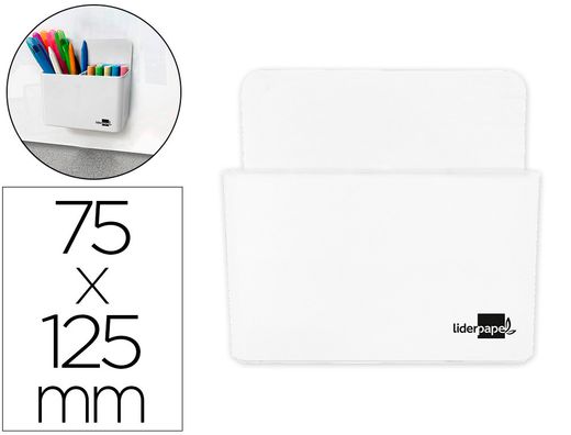 Cubilete portalapices liderpapel plastico magnetico color blanco 125x75x40 mm