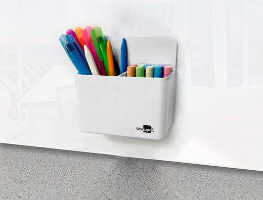 Cubilete portalapices liderpapel plastico magnetico color blanco 125x75x40 mm