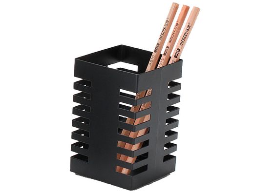Cubilete portalapices q-connect metal cuadrado negro diametro 72 mm altura 108 mm