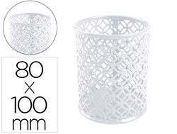 Cubilete portalapices q-connect metal redondo blanco diametro 80 altura 100 mm