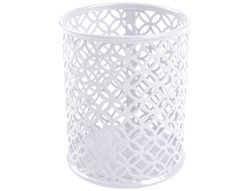 Cubilete portalapices q-connect metal redondo blanco diametro 80 altura 100 mm