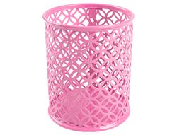 Cubilete portalapices q-connect metal redondo rosa diametro 80 altura 100 mm