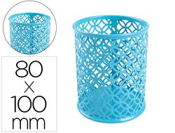 Cubilete portalapices q-connect metal redondo turquesa diametro 80 altura 100 mm