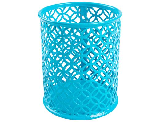 Cubilete portalapices q-connect metal redondo turquesa diametro 80 altura 100 mm