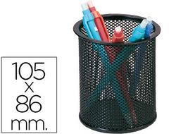 Cubilete Portalapices Q-Connect Metal Rejilla Negro -Medida Diametro 86 Altura 105
