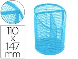 Cubilete portalapices q-connect metal rejilla turquesa con 3 compartimientos diametro 110