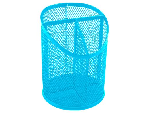 Cubilete portalapices q-connect metal rejilla turquesa con 3 compartimientos diametro 110