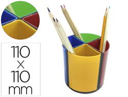 Cubilete portalapices q-connect plastico redondo giratorio 4 colores diametro 110 altura 110 mm