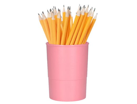 Cubilete portalapices q-connect rosa pastel opaco plastico diametro 75 mm alto 100 mm