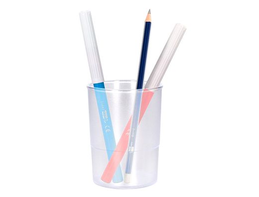 Cubilete portalapices q-connect transparente plastico diametro 75 mm alto 100 mm