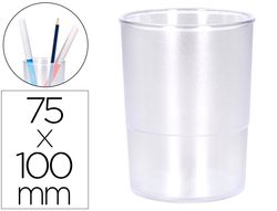 Cubilete portalapices q-connect transparente plastico diametro 75 mm alto 100 mm