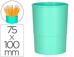 Cubilete portalapices q-connect verde menta pastel opaco plastico diametro 75 mm alto 100 mm