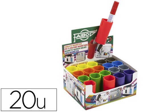 Cubilete portarotuladores faibo magnetico colores surtidos expositor 20 unidades