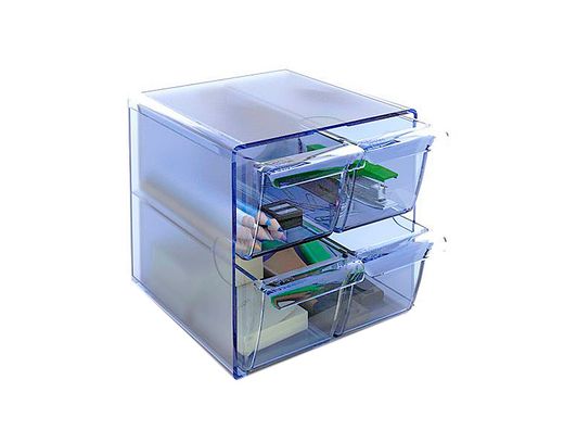 Cubo Archivo 2000 con 4 cajones pequeños azul translúcido