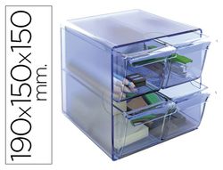 Cubo Archivo 2000 con 4 cajones pequeños azul translúcido