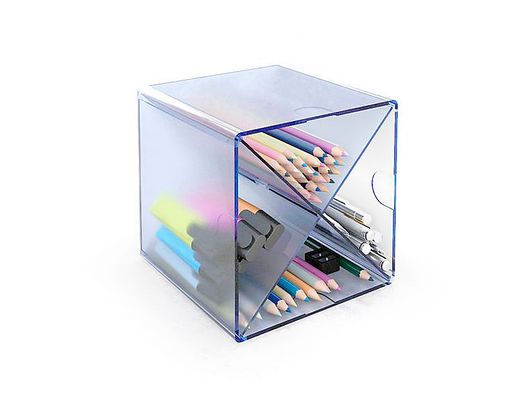 Cubo Archivo 2000 con división en X azul translúcido