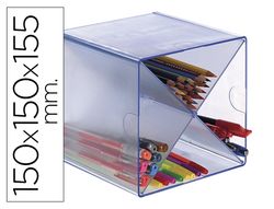 Cubo Archivo 2000 con división en X azul translúcido