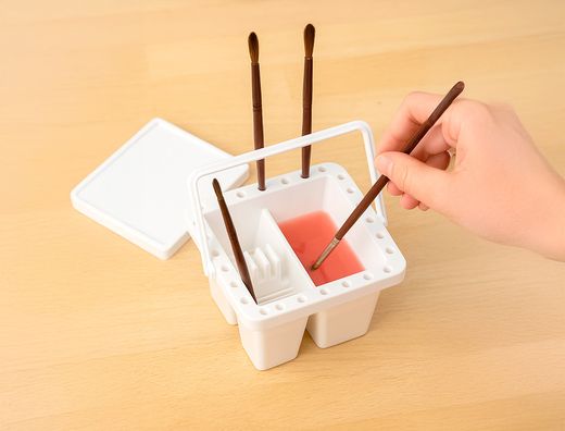 Cubo limpiador de pinceles liderpapel de plastico con asa transportable 13x13x9 cm