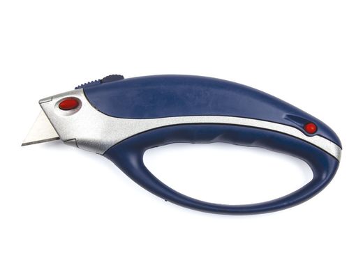 Cuter Q-Connect Xs6200 Metalico Ancho Azul y Gris con Mango de Plastico y Compartimento para Cuchillas