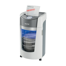 Destructora de documentos Leitz IQ OptiMax Office 550 con seguridad P5 35L - Blanca