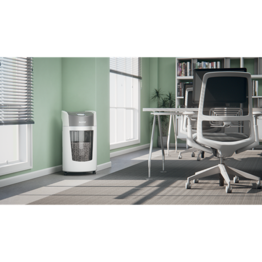 Destructora de documentos Leitz IQ OptiMax Office 550 con seguridad P5 35L - Blanca