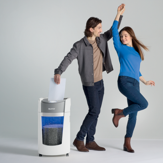 Destructora de documentos Leitz IQ OptiMax Office 550 con seguridad P5 35L - Blanca