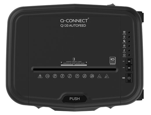 Destructora de documentos q-connect capacidad de corte 120 h auto / 10 h manual destruye grapas clips y