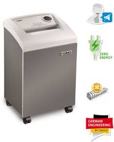 Destructora de oficina DAHLE 110. 23 hojas, tiras 5,8 mm, ancho boca 260mm, 100 litros. Nivel de seguridad P- 2