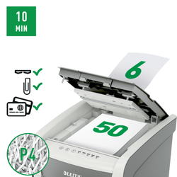 Destructora IQ Auto+ para pequeña oficina 50 P4, autoalimentación, blanca