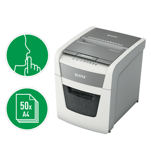 Destructora IQ Auto+ para pequeña oficina 50 P4, autoalimentación, blanca