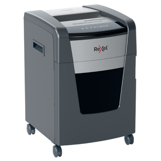 Destructora Rexel Momentum Extra XP418+, negro/plata