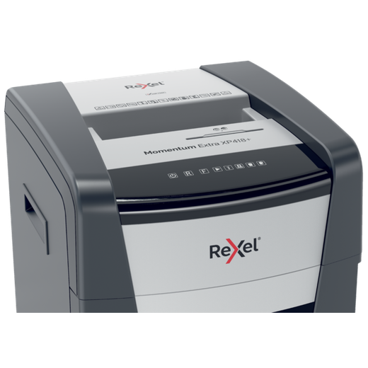 Destructora Rexel Momentum Extra XP418+, negro/plata
