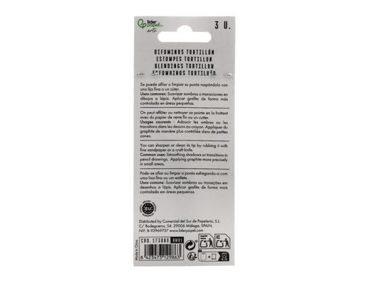 Difumino liderpapel bolsa de 3 unidades diametros surtidos 70 mm / 80 mm / 90 mm