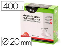 Disco de cierre plico velcro autoadhesivo 20 mm diametro color blanco caja de 400 unidades