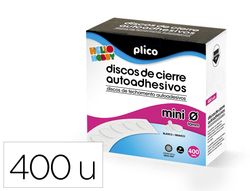 Disco de cierre plico velcro autoadhesivo mini 10 mm color blanco caja de 400 unidades