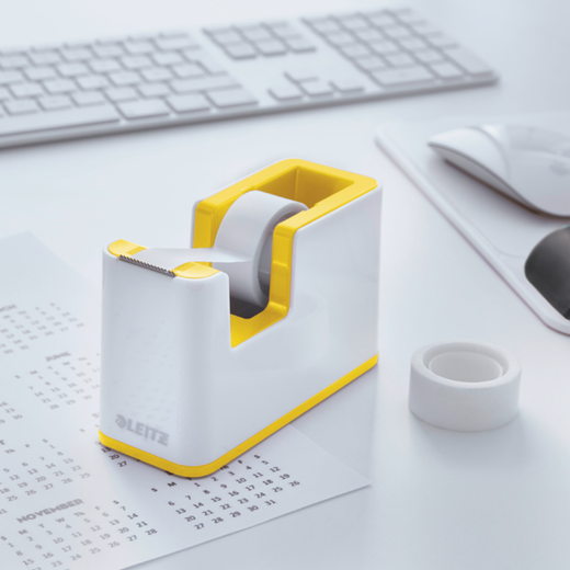 Dispensador de cinta adhesiva Leitz WOW DUAL, amarillo/blanco
