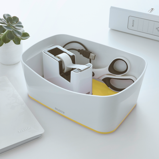 Dispensador de cinta adhesiva Leitz WOW DUAL, amarillo/blanco