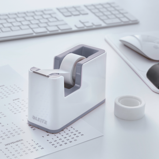 Dispensador de cinta adhesiva Leitz WOW DUAL, blanco/gris