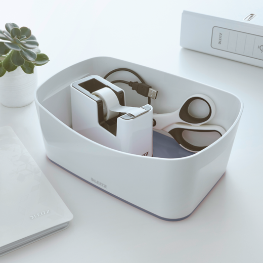 Dispensador de cinta adhesiva Leitz WOW DUAL, blanco/gris