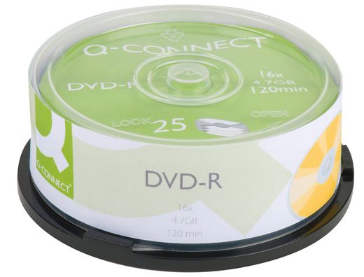 Dvd-R Q-Connect Capacidad 4,7Gb Duracion 120Min Velocidad 16X Bote de 25 Unidades