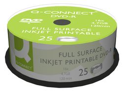Dvd-R Q-Connect con Superficie 100% Imprimible para Inkjet Capacidad 4,7Gb Duracion 120Mivelocidad 16X Bote de 25 Unid