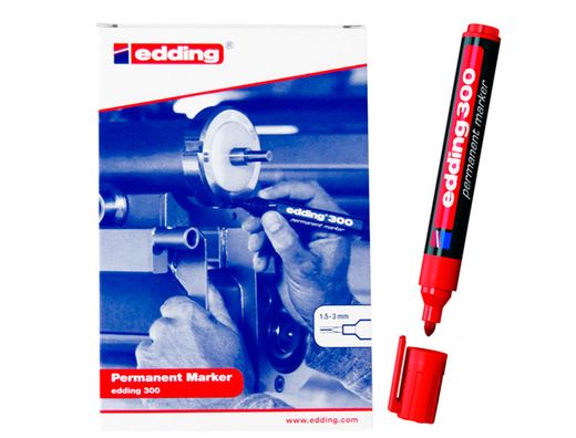 EDDING 300 Marcador Permanente Punta Conica Trazo 1.5-3 Mm Rojo. Ref. 300-02