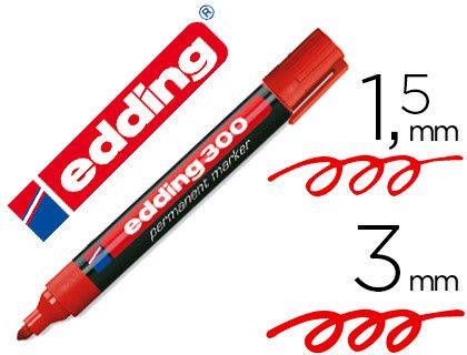 EDDING 300 Marcador Permanente Punta Conica Trazo 1.5-3 Mm Rojo. Ref. 300-02