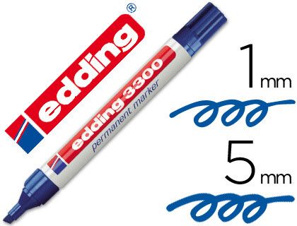 EDDING 3300 Marcador Permanente Punta Biselada. Trazo 1-5 Mm. Color Azul Ref.3300-03