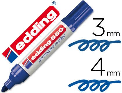 EDDING 550 Marcador Permanente Punta Conica Trazo 3-4 Mm. Recargable Azul 550-03